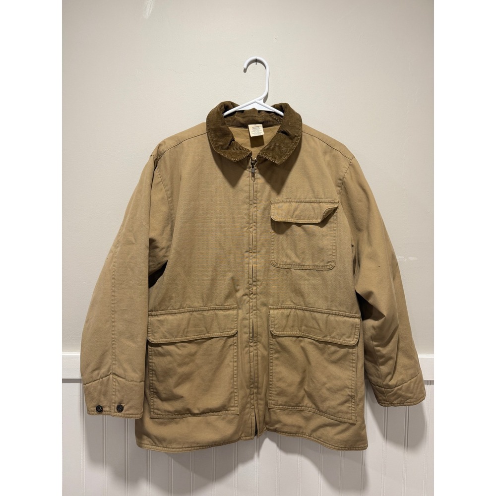 Old Navy Barn Chore Jacket Full Zip Tan Corduroy Collar Fall Women Size 14